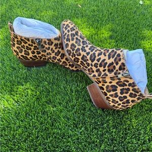J. Crew Calf Hair Leopard Print Ankle Boots - Size 10.5